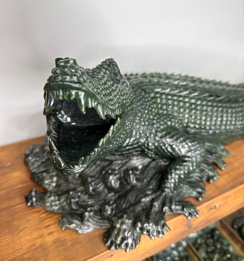 Canadian Jade Alligator Carving - 29"