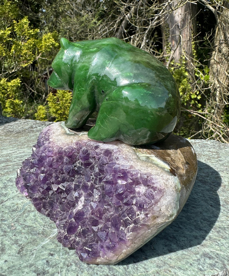 Bear Sitting on Amethyst Base