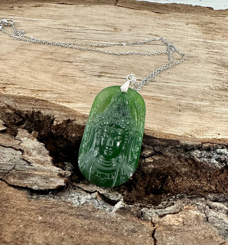 Stunning Canadian Nephrite Jade Guanyin Pendant