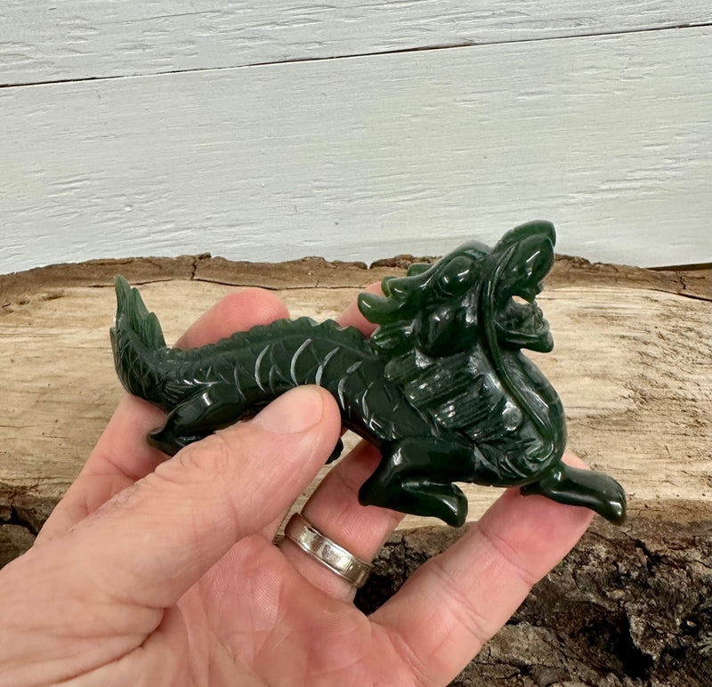 Jade Dragon Carving - 5"