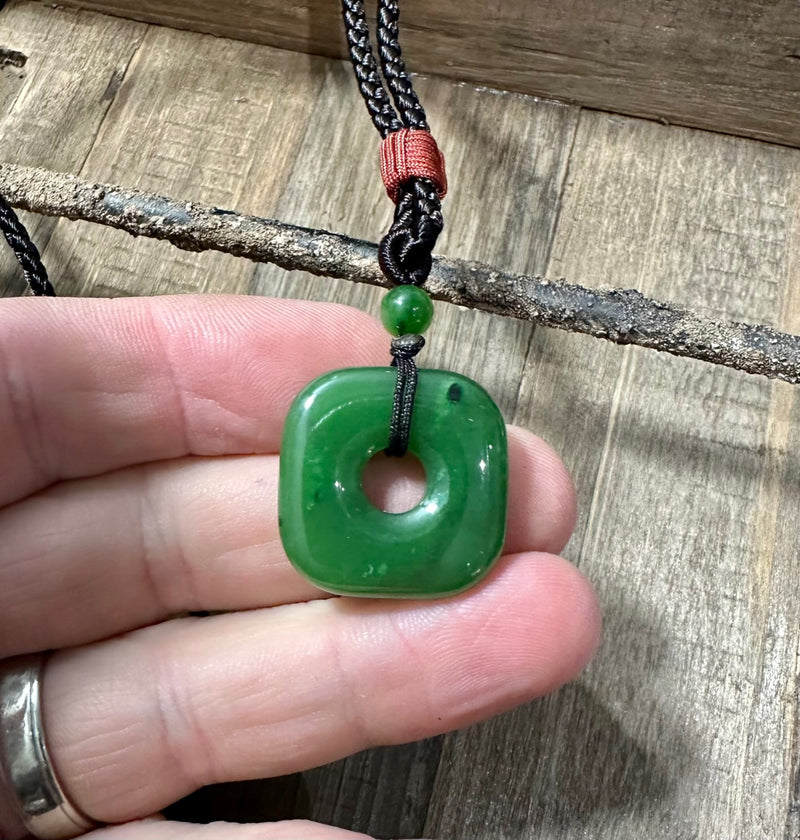 Jade Square Donut Pendant - 25mm