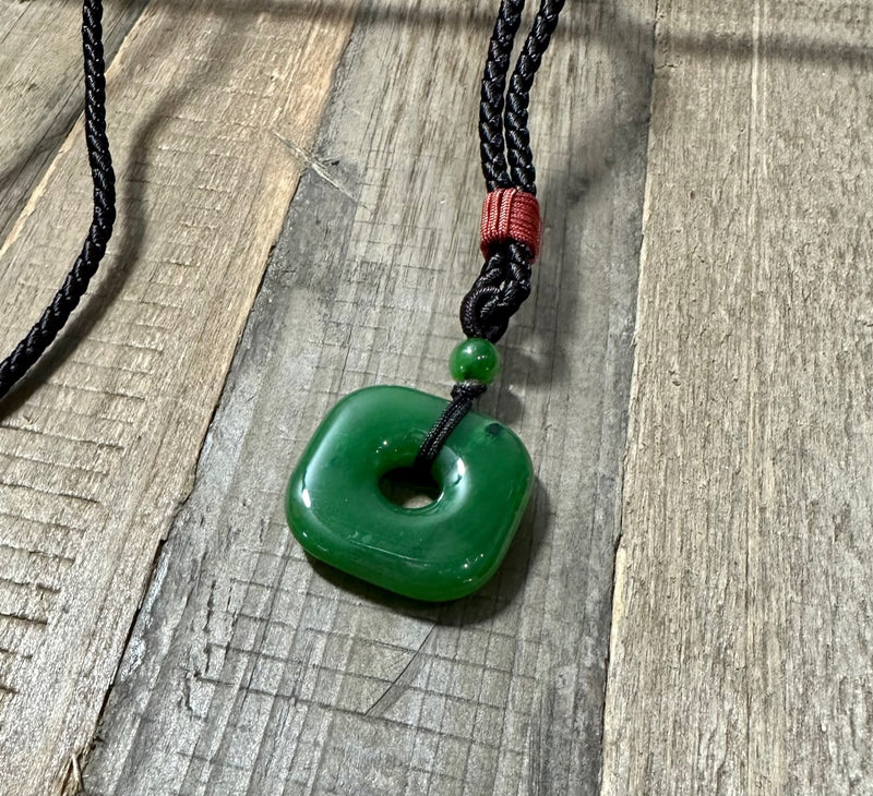 Jade Square Donut Pendant - 25mm