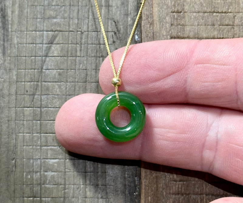 Jade Donut ( pi )Necklace - Vermeil