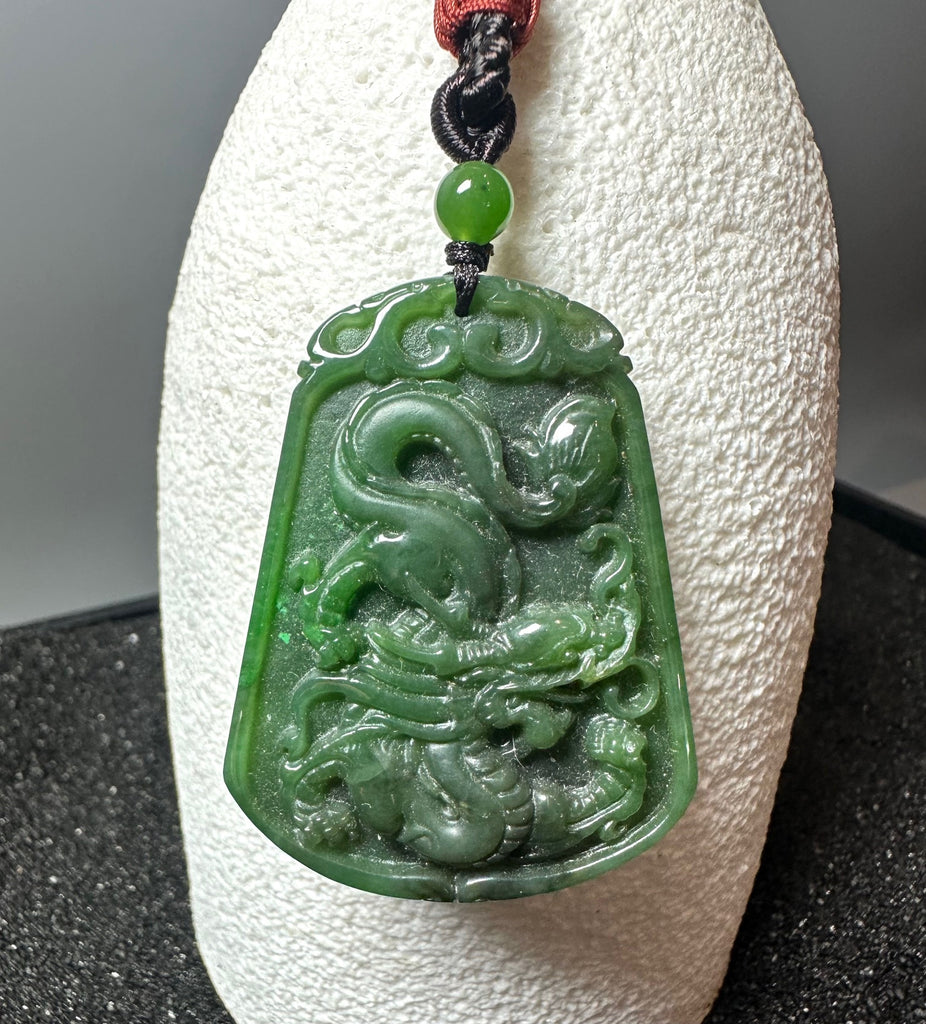 Jade Dragon Ring Dragon Bypass Gemstone Ring 14K Yellow Gold