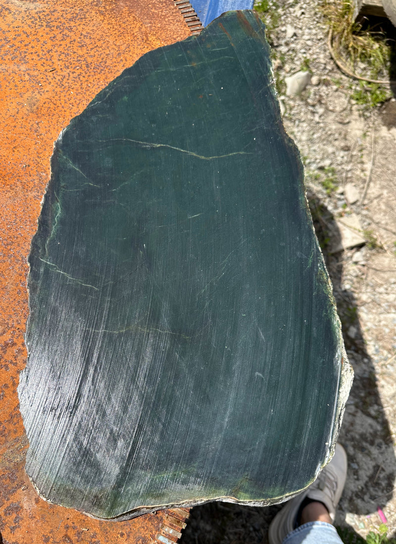 Large Dark Jade Canadian Slab, 22"