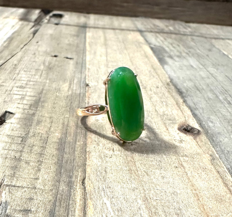 Faceted Siberian Jade Ring - 18k - size 7.5