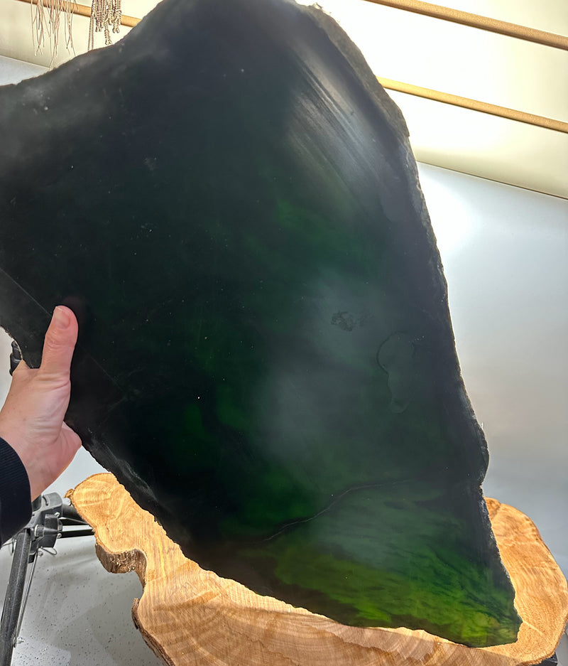 Large Dark Jade Canadian Slab, 22"