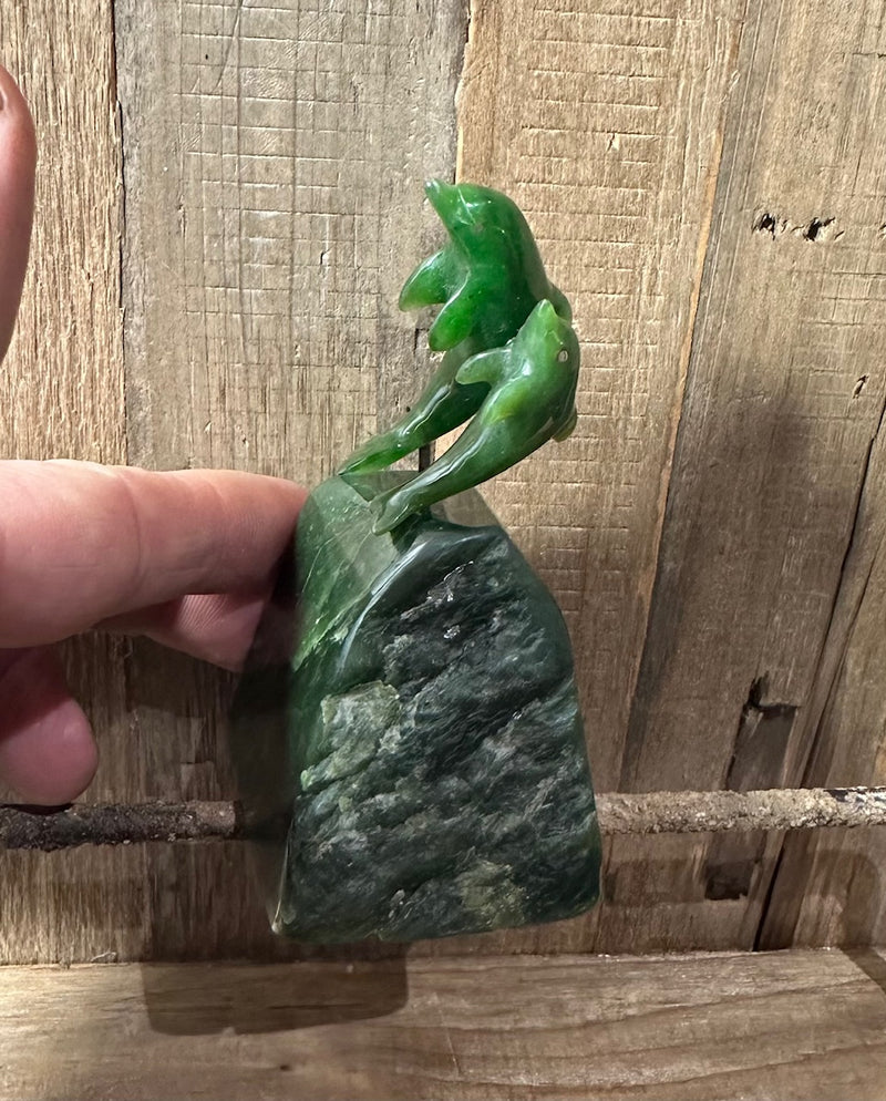 Canadian Jade Dolphins jumping Carving