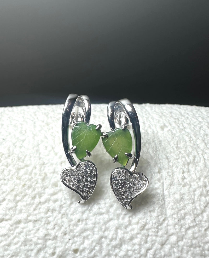Leaf and Heart Stud Earrings, 6547