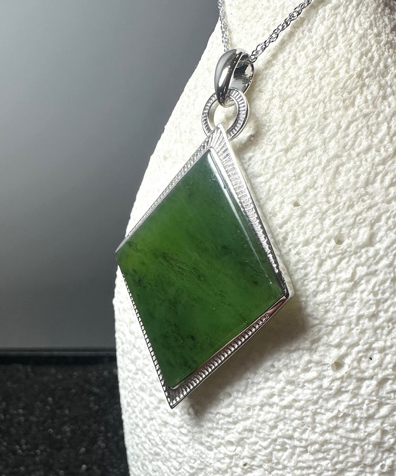 Jade and Silver Drop Pendant, 5864