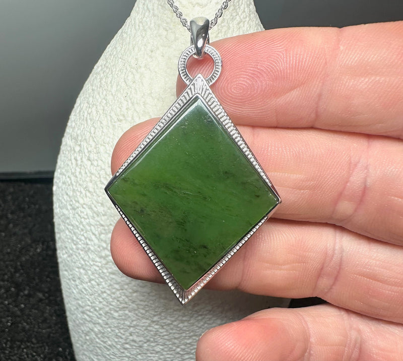 Jade and Silver Drop Pendant, 5864