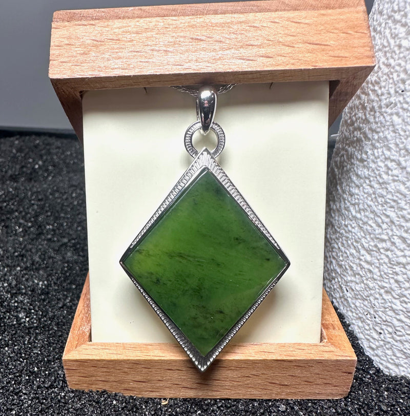 Jade and Silver Drop Pendant, 5864