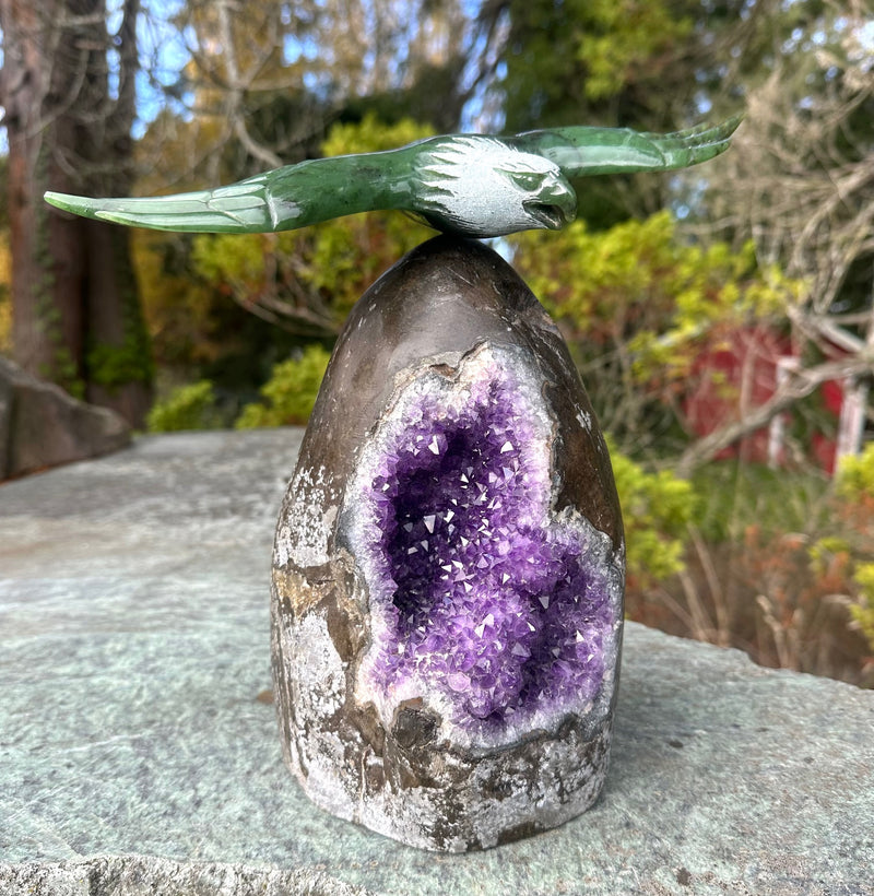 Eagle on Amethyst Base - 9.25" Tall