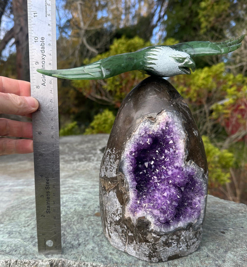 Eagle on Amethyst Base - 9.25" Tall