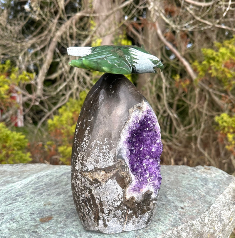 Eagle on Amethyst Base - 9.25" Tall