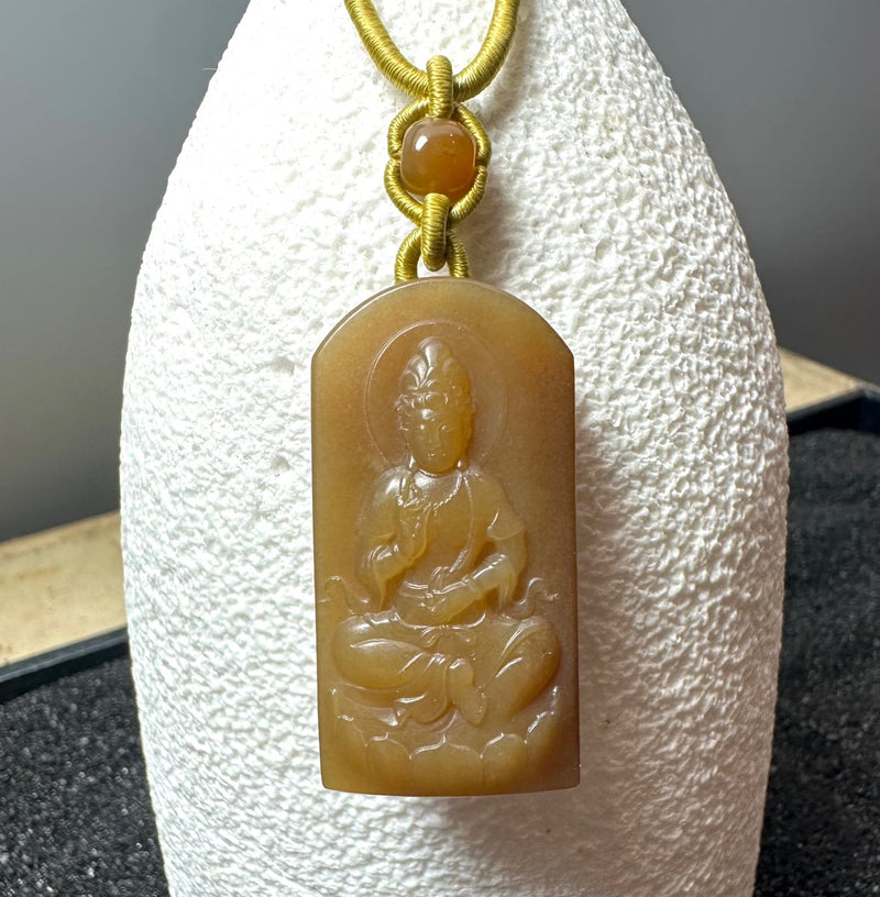 Honey Jade Guanyin Pendant, 43mm