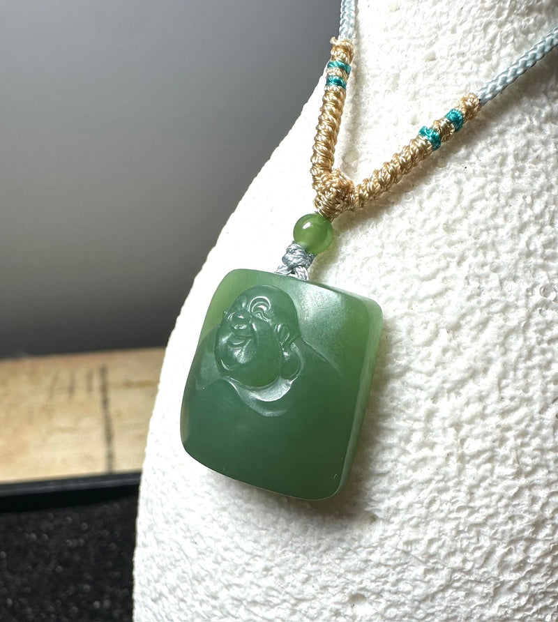 Siberian Jade Happy Buddha Pendant, 21mm