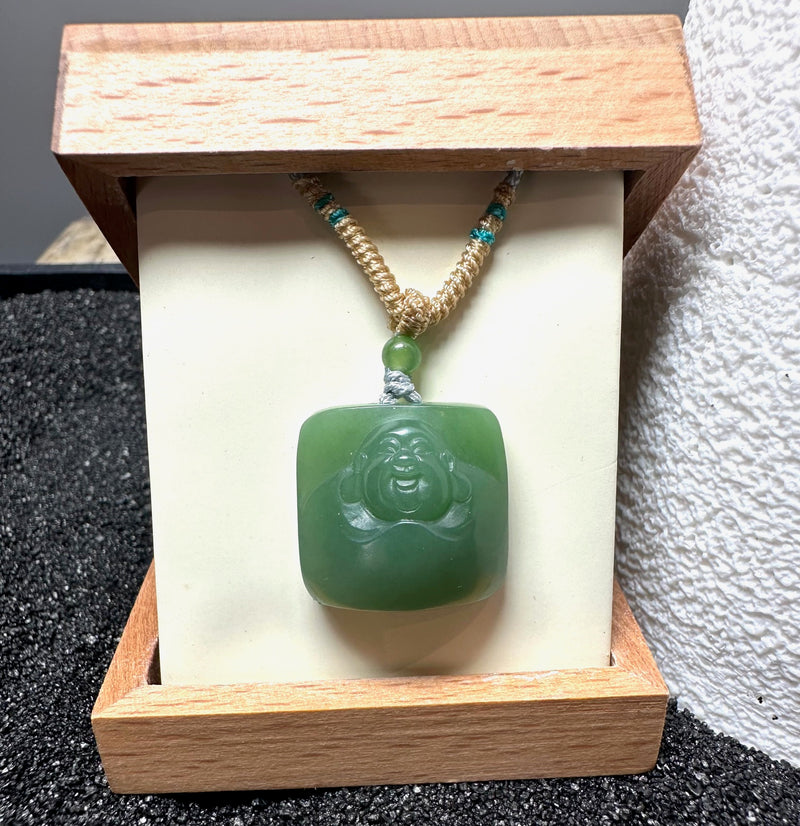 Siberian Jade Happy Buddha Pendant, 21mm