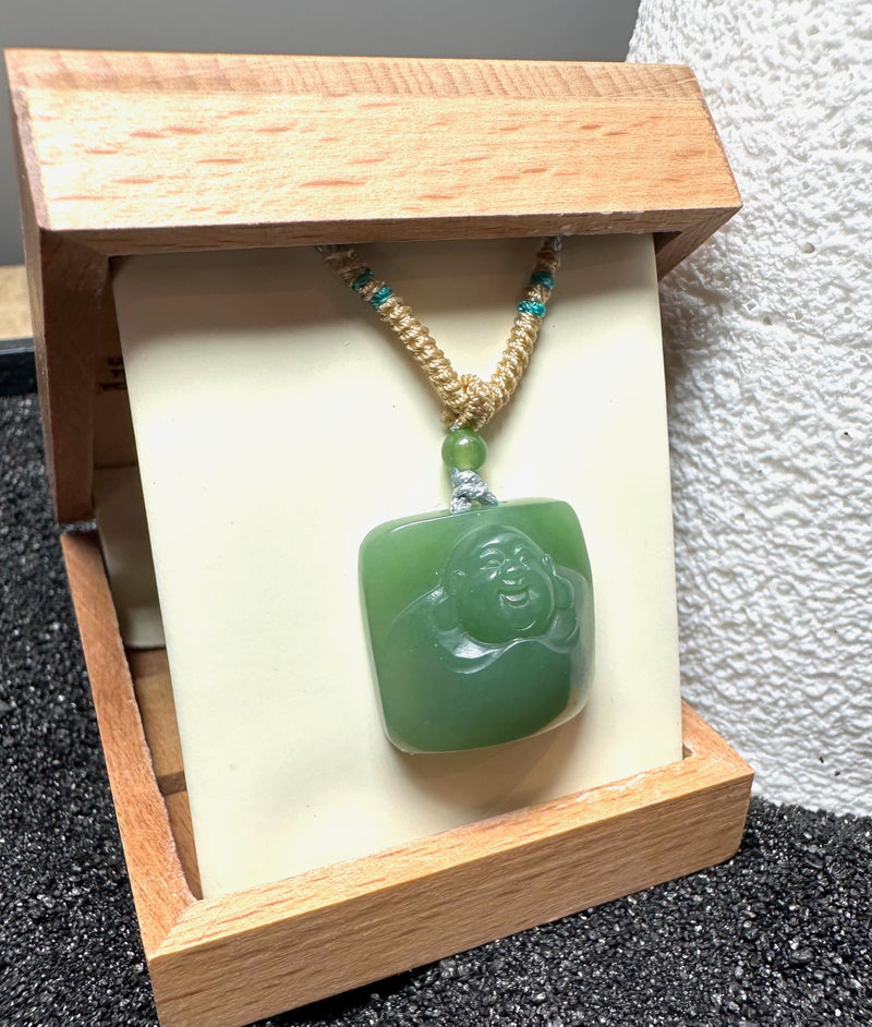 Siberian Jade Happy Buddha Pendant, 21mm