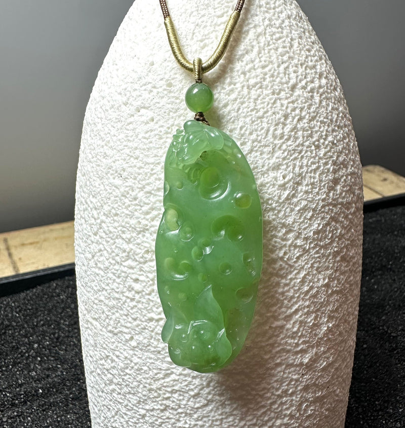 Siberian Jade Happy Frog Pendant, 54mm Long
