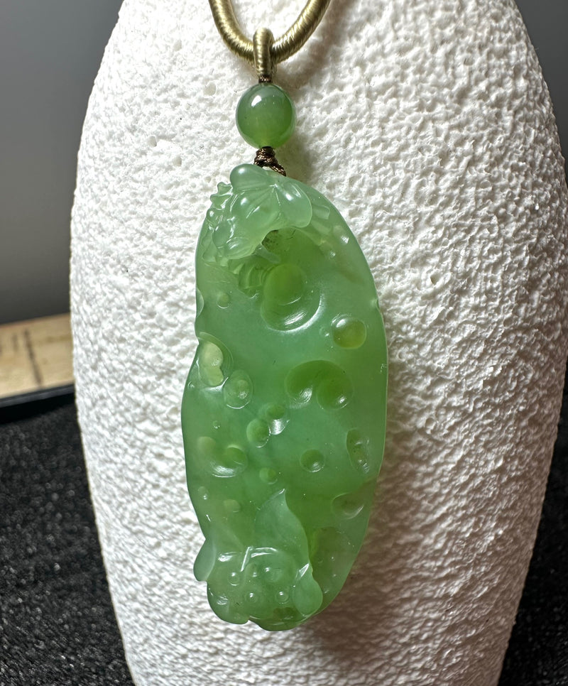 Siberian Jade Happy Frog Pendant, 54mm Long