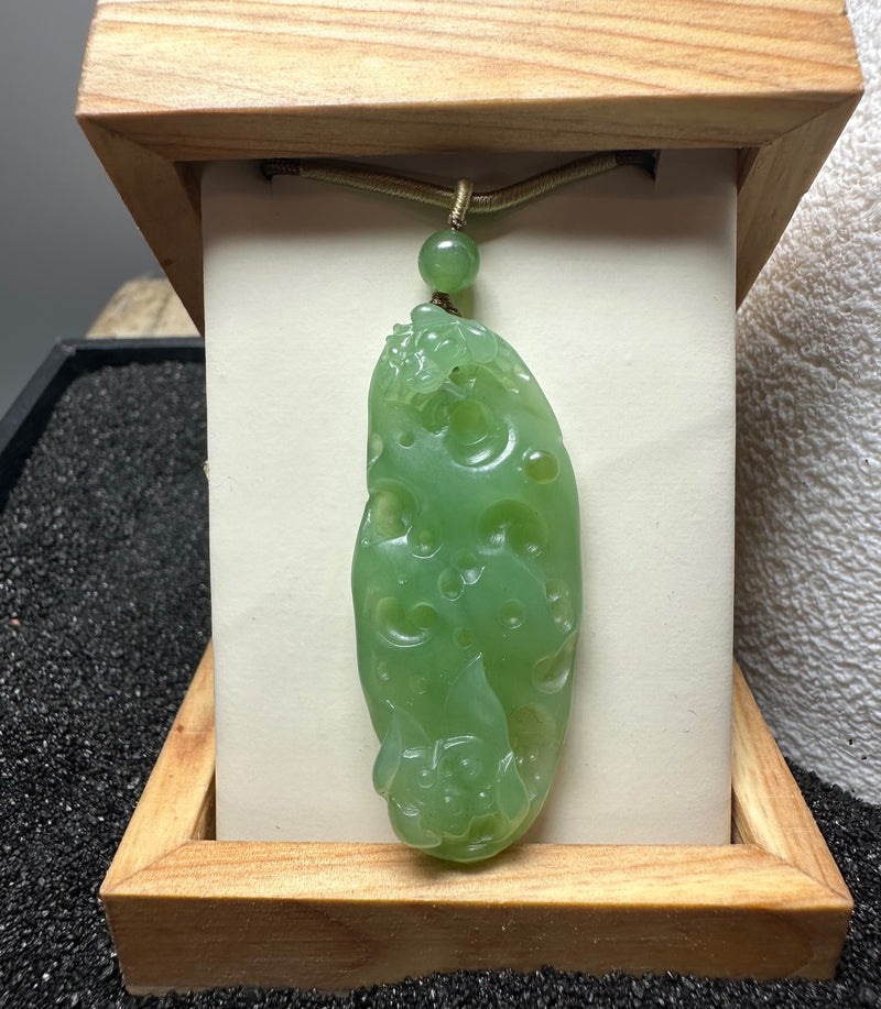 Siberian Jade Happy Frog Pendant, 54mm Long