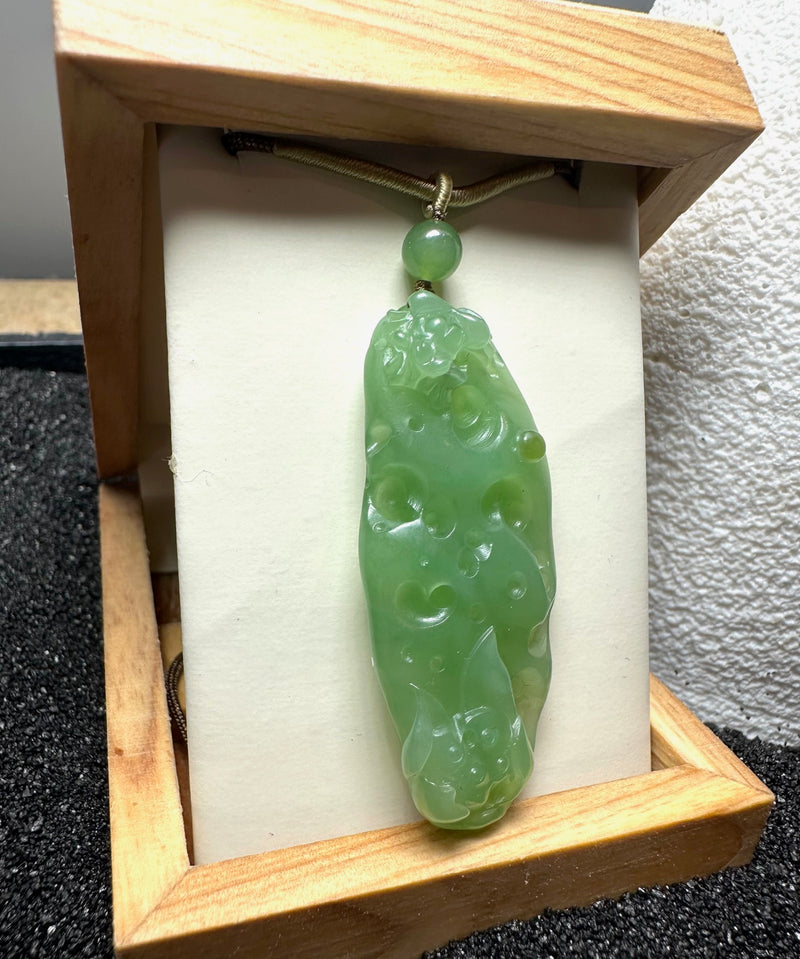 Siberian Jade Happy Frog Pendant, 54mm Long