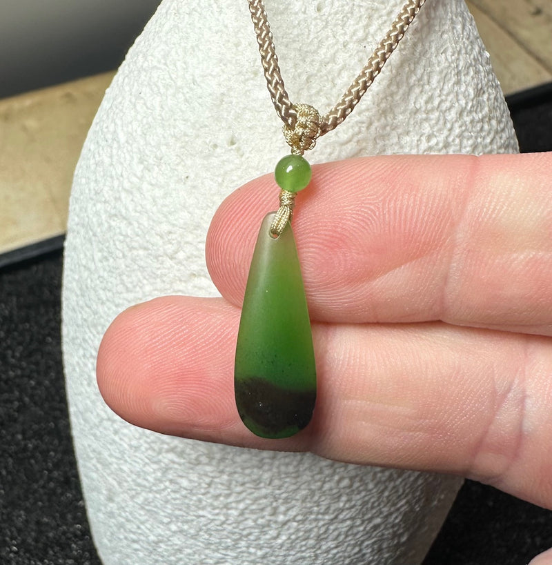 Small Siberian Jade Drop Pendant, 25mm