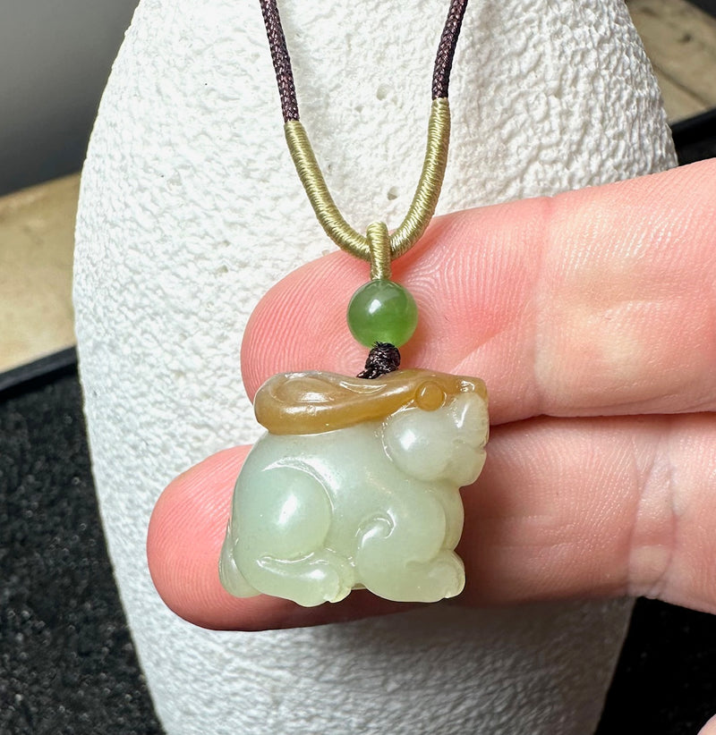 White Jade Rabbit Pendant, 25mm