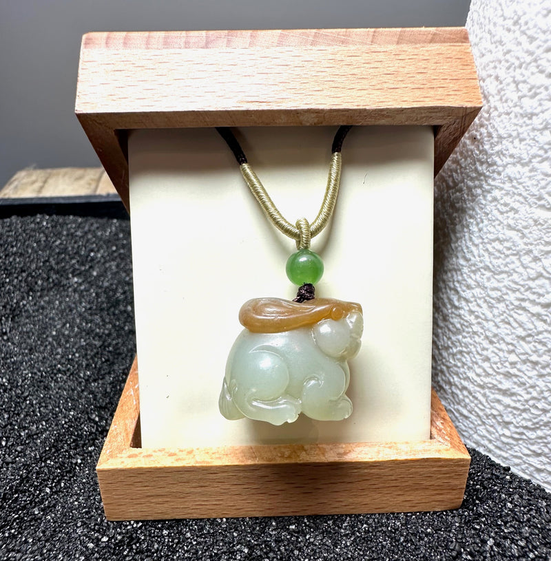 White Jade Rabbit Pendant, 25mm