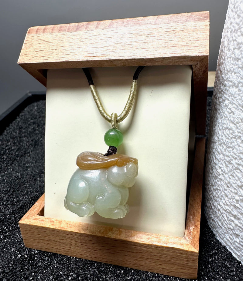 White Jade Rabbit Pendant, 25mm