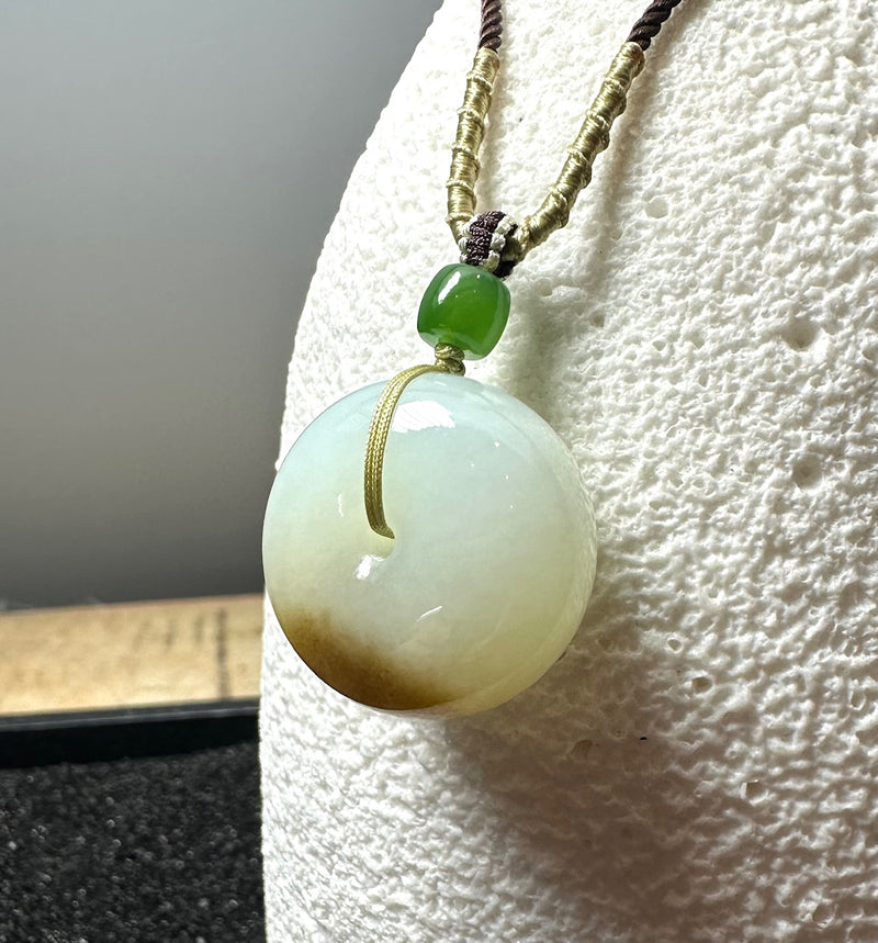 White Jade PI Pendant, 22MM