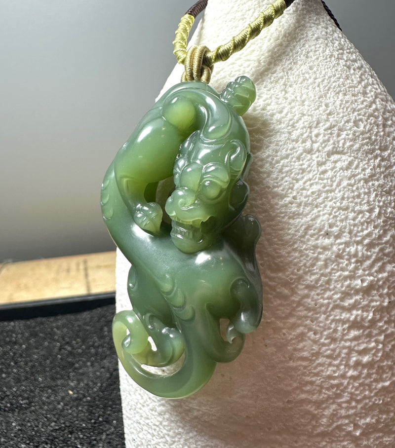 Large Siberian Jade Dragon Pendant 65mm