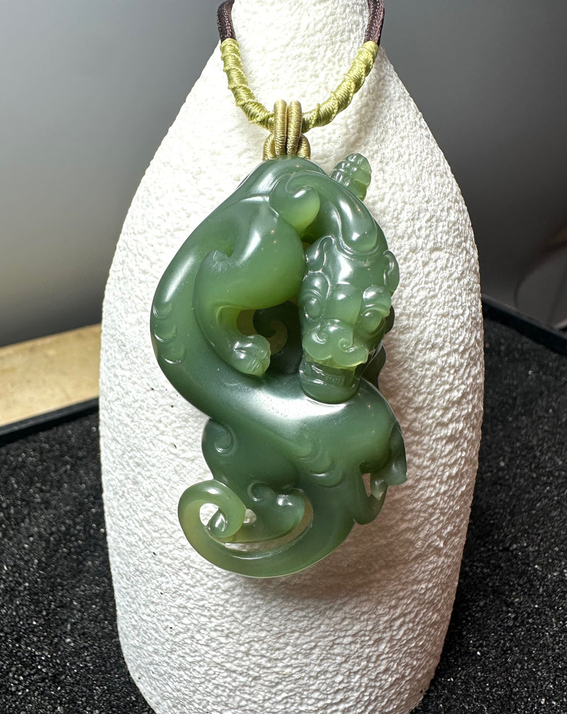 Large Siberian Jade Dragon Pendant 65mm