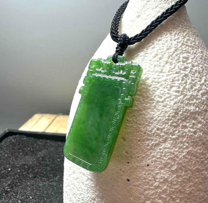 AA Jade Rectangle Pendant, 46mm