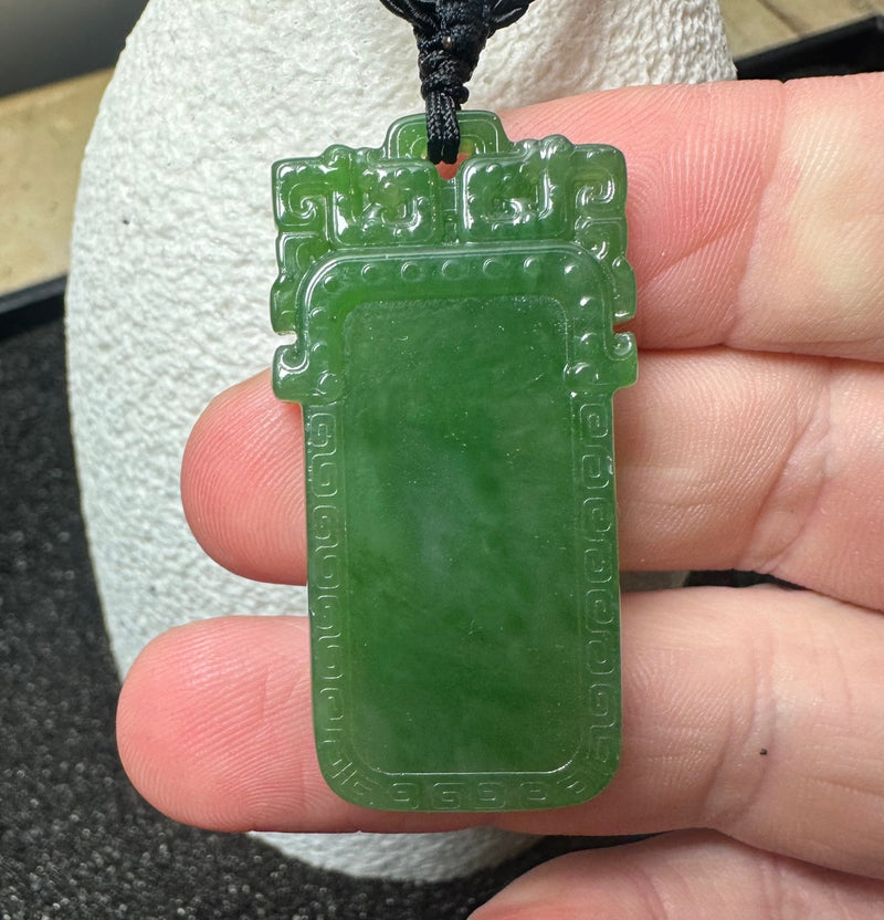 AA Jade Rectangle Pendant, 46mm