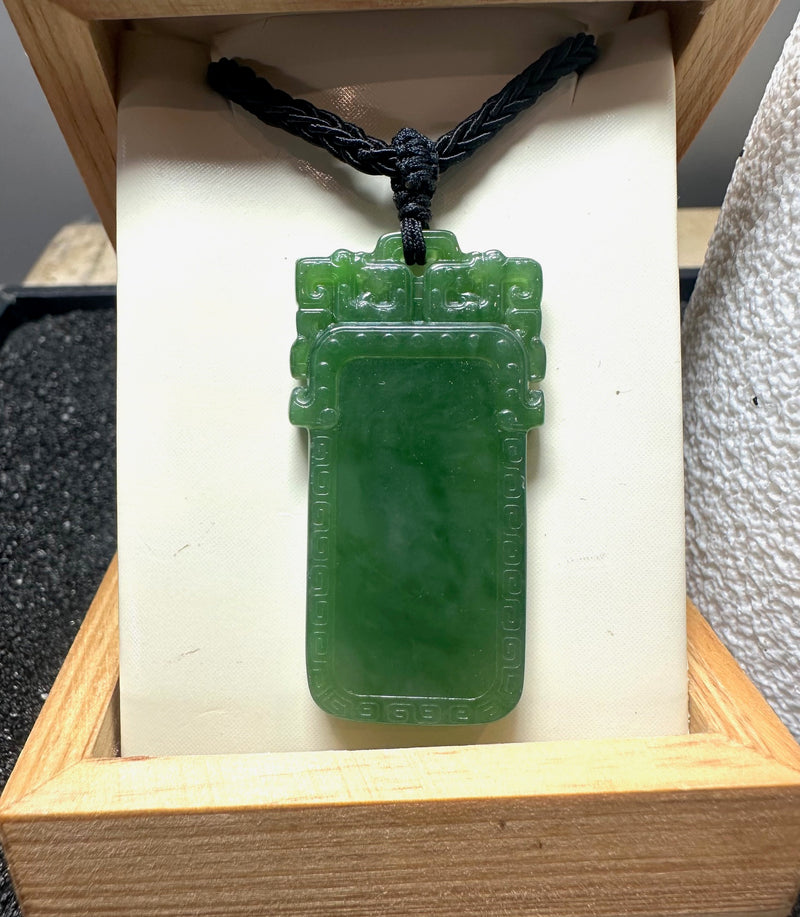 AA Jade Rectangle Pendant, 46mm