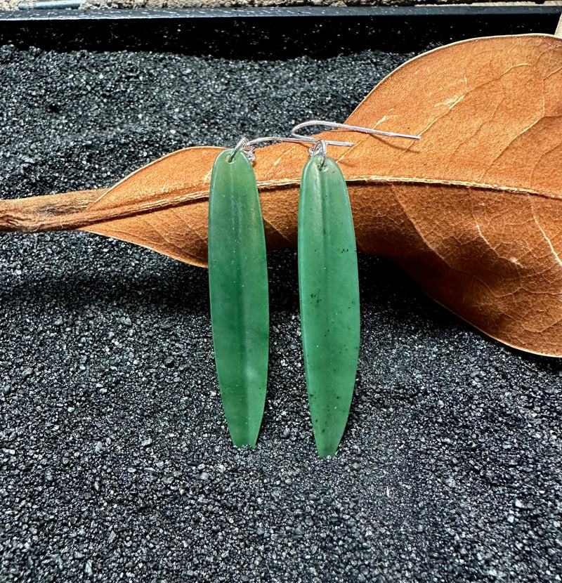 Jade Earrings - Long Leaf Earrings