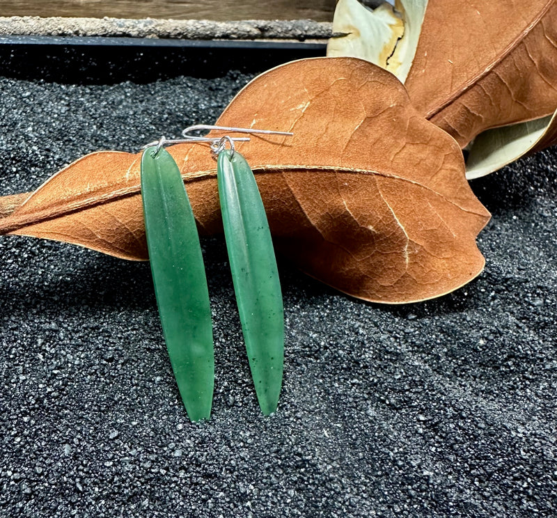 Jade Earrings - Long Leaf Earrings