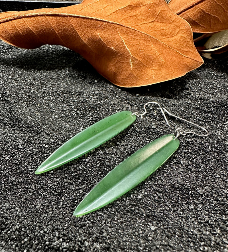 Jade Earrings - Long Leaf Earrings