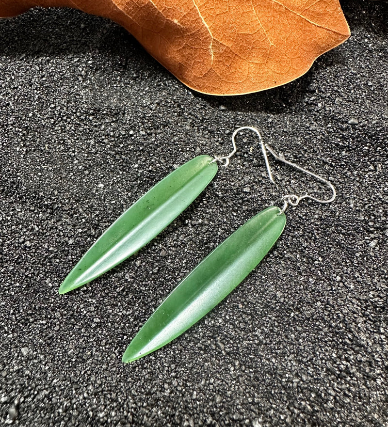 Jade Earrings - Long Leaf Earrings