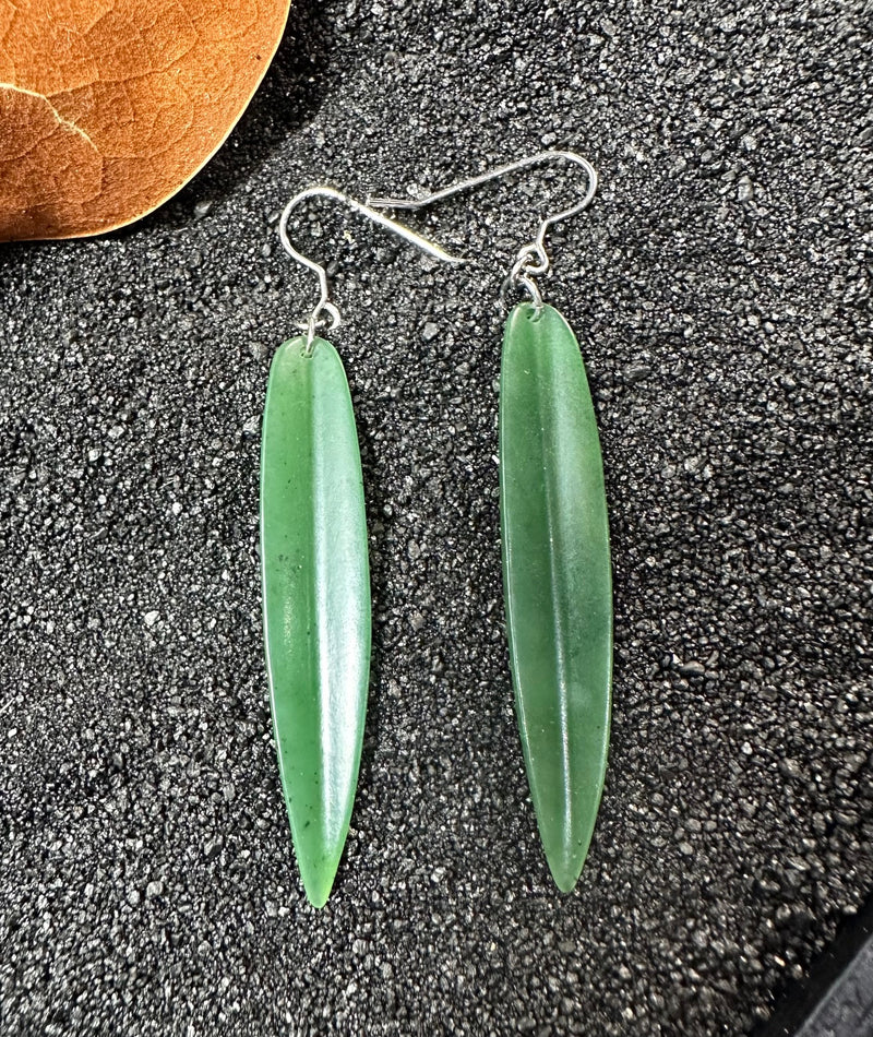 Jade Earrings - Long Leaf Earrings