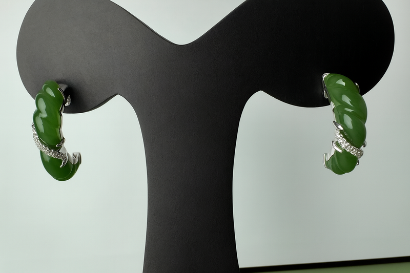 AA Canadian Jade and Silver Earrings - 6619