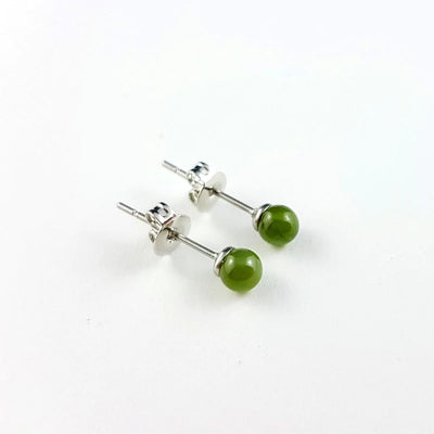 Jade Earrings - 4mm Bead in Stainless - The Jade Store