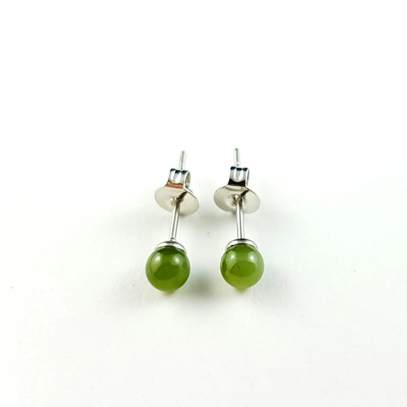 Jade Earrings - 4mm Bead in Stainless - The Jade Store