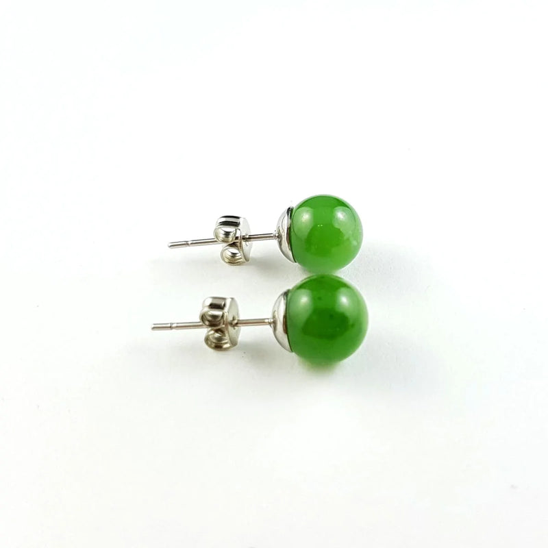 Jade Earrings - 8mm Bead - The Jade Store