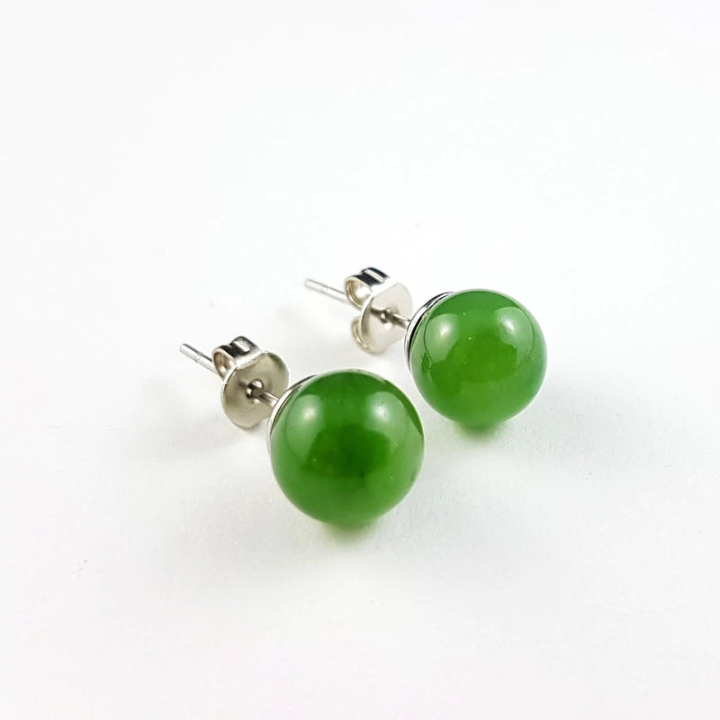 Jade Earrings - 8mm Bead - The Jade Store