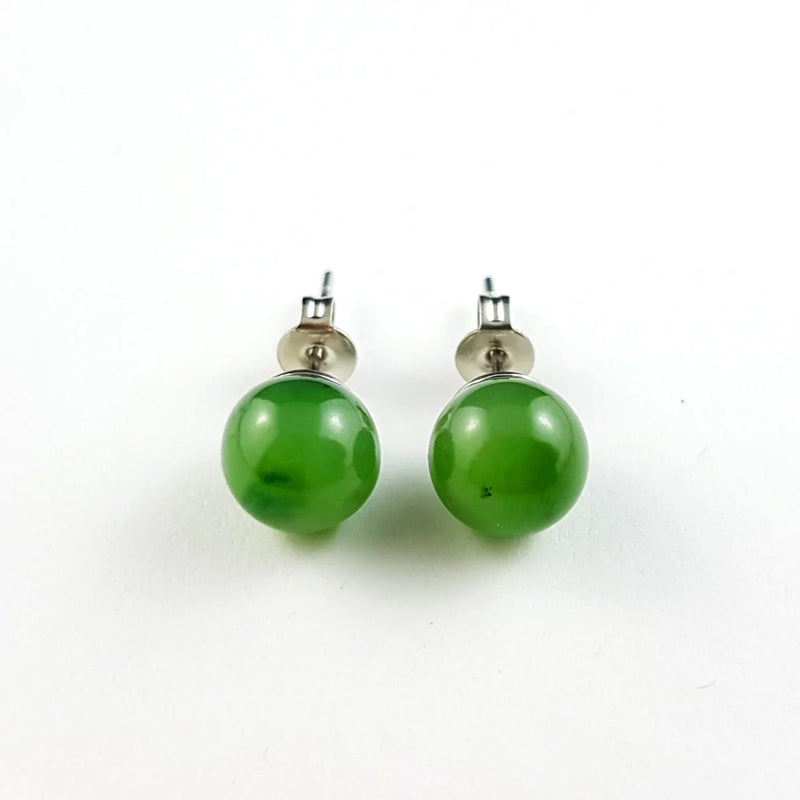 Jade Earrings - 8mm Bead - The Jade Store