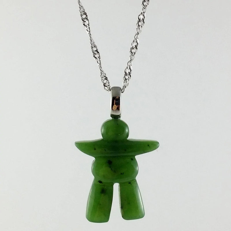 Jade Pendant - Inuksuk on Steel - The Jade Store