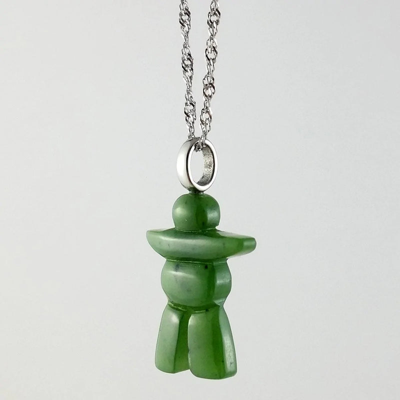 Jade Pendant - Inuksuk on Steel - The Jade Store
